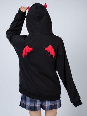 Little Devil Wings Character Oversize Hoodie Sweatshirt Mp005920