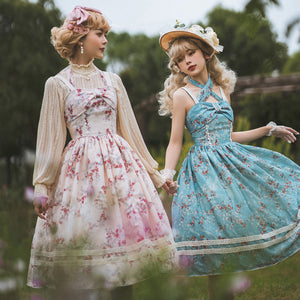 Vintage and Elegant Lolita Printed Neck Dress