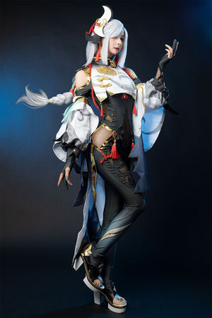 Game Genshin Impact SHENHE Cosplay Costume Jacquard Version C00907 AA