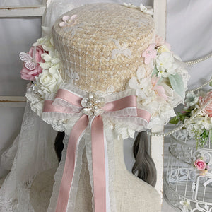 Original Elegant and Gorgeous Lolita Flowers Straw Hat