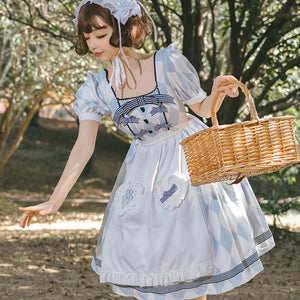 Alice Lolita Short Sleeve Dress and Apron Two Piece Sets