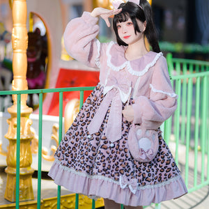 Winter Lovely Woolen Lolita Cat Dress Sets