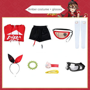 Genshin Impact x Pizzahut Amber / Eula Cosplay Costume C10003
