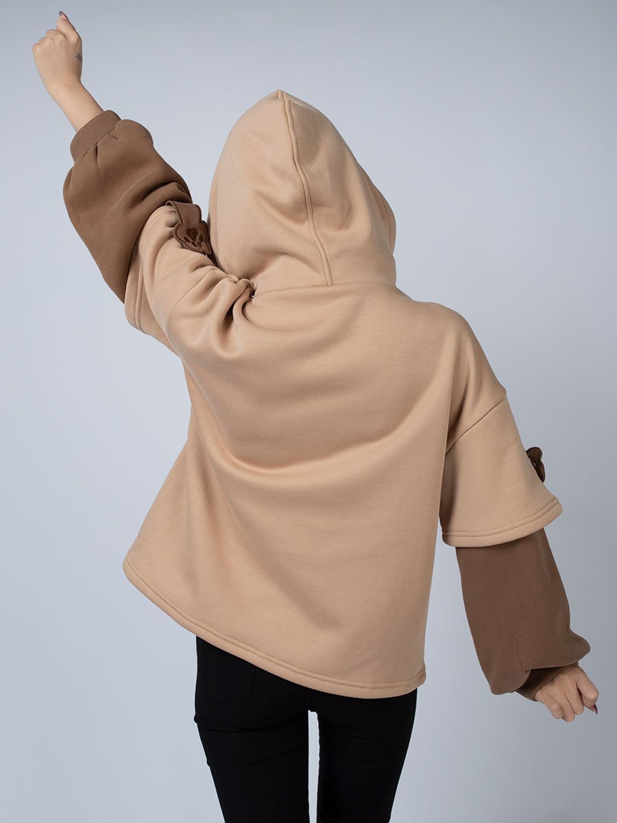 Winter Bear Detachable Bag Fake Two-Piece Fleece Hoodie Mp006068 Sold Out! Sweatshirt