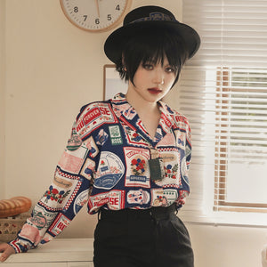 American Style Vintage Daily Lolita Printed Shirt