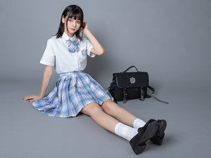 Clear Sky Jk School Uniform Blue Plaid Pleated Skirt Mp006132