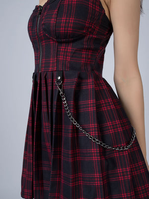 Gothic Grunge Spaghetti Strap Plaid Mini Dress Mp005895 Dress