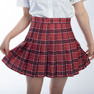 Jk High Waist Pleated Skirts C00169 Red Plaid / S School Uniform