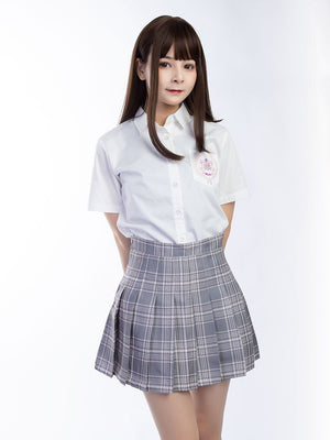 Jk High Waist Pleated Skirts C00169 Grey Plaid / S School Uniform