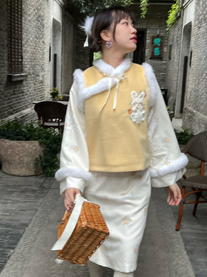 Han Elements Vest Chinese Style Girl Dress Suit