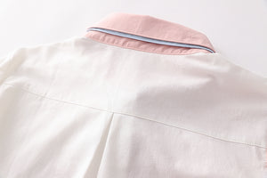 Soft Girl Cute Color Matching Long Sleeve Shirt