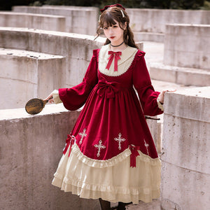 Lolita Dress With Starry Night Cross Dark And Lovely Long Sleeve Lolita S20648
