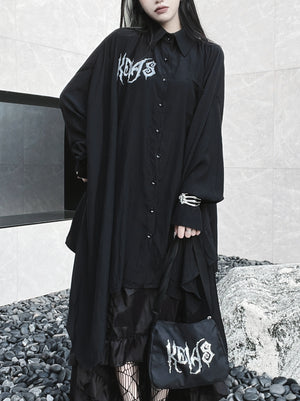 Loose and Versatile Letter Long Shirt
