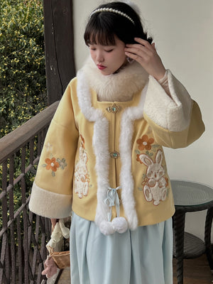 Han Elements Embroidery Wool Coat Chinese Style Dress Suit