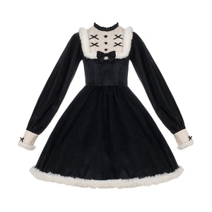 Winter Jacquard Elegant Feel Warm Lolita Dress
