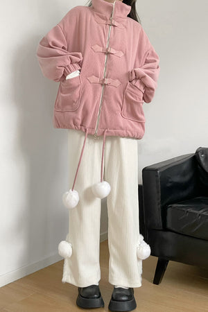 Wool Ball Pink Winter Velvet Soft Suit