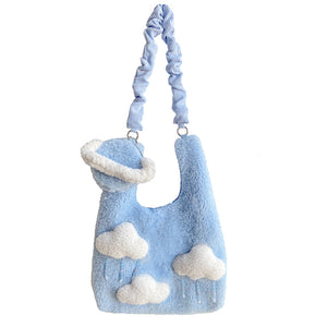Blue Cloud Plush Large-Capacity Handbag S22426