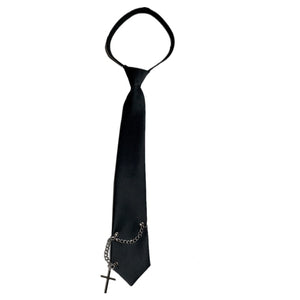 Black Cool Chain School Uniform Wild Fit Couple Black Tie S20054