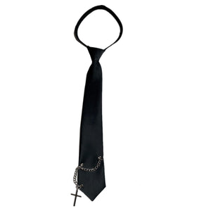 Black Cool Chain School Uniform Wild Fit Couple Black Tie S20054
