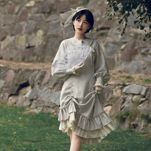Autumn And Winter Vintage Style Pretty Girl Elegant Dress