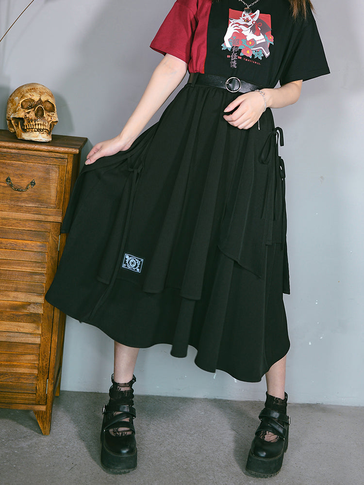 Spring And Summer Original Irregular Black Long Skirt S20200