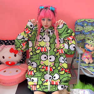 Pullover Sweet Cartoon Loose And Fluffy Long Sleeve Hooded Coat