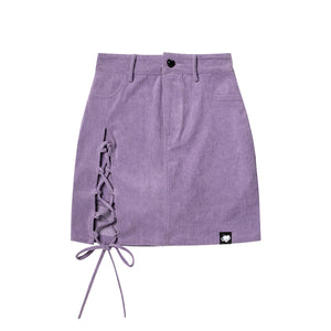 Corduroy Strap Slit A-Line Breech Skirt