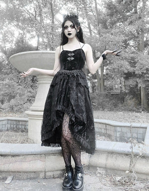 Classical Gothic Velvet Plate Strap Dress