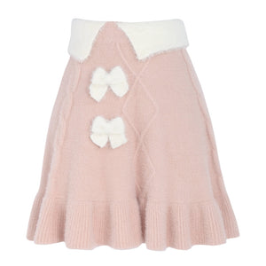 Autumn and Winter Sweet Girl Pink Knitting Two-piece Set
