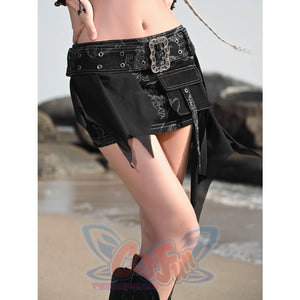 Punk Dark Denim Mini Skirt