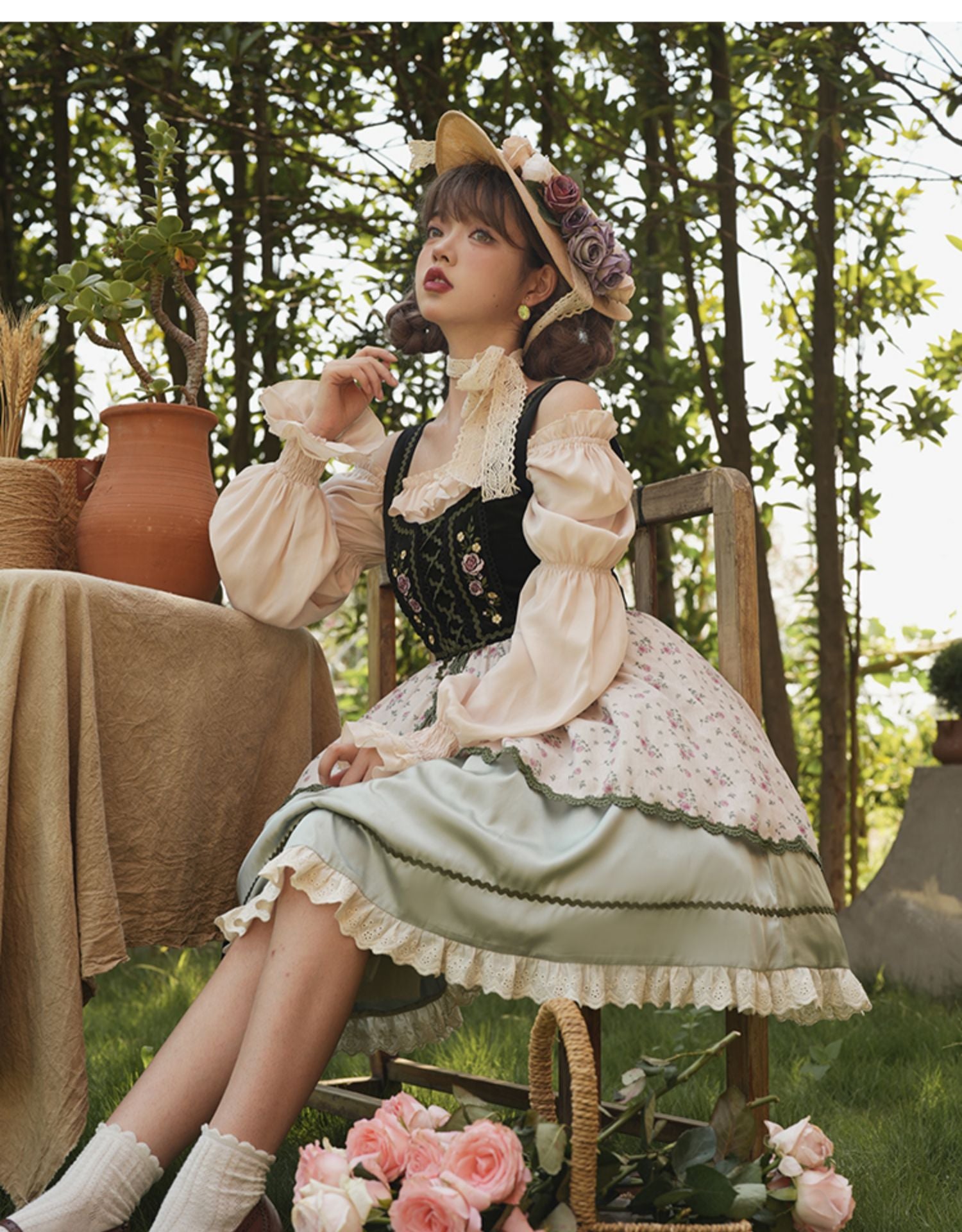 Embroidery Printed Rural Cla Bavarian Girl Lolita Dress S22187