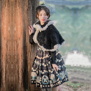 Winter Elegant Flowers Lolita Thickened Dress
