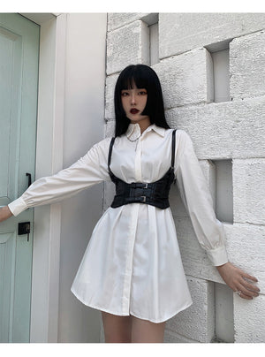 Cool Girl Medium Length White Shirt Dress