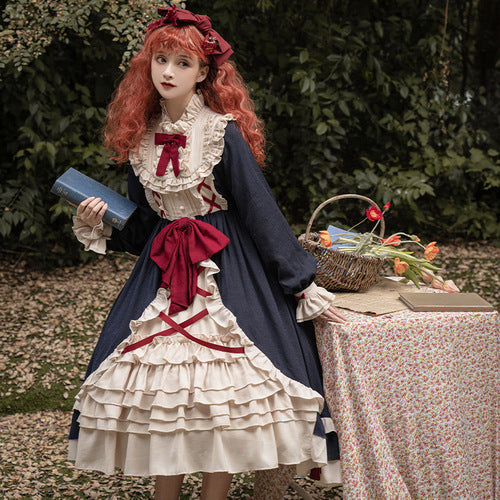 Princess Lolita Long Sleeve Dress Retro Skirt Court Style Dress S20647