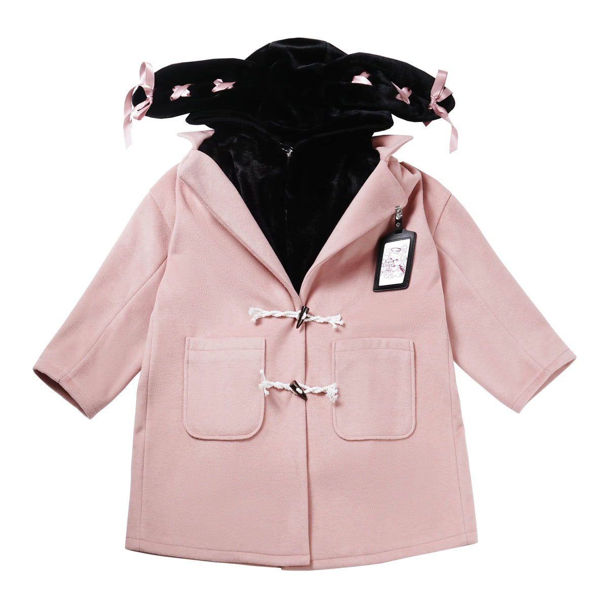 Sweet Girl Ox Horn Buckle Fake Two-piece Hooded Coat - cosfun