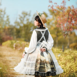 Oil Painting Pastoral Style Retro Sweet Spring And Summer Lolita Dress