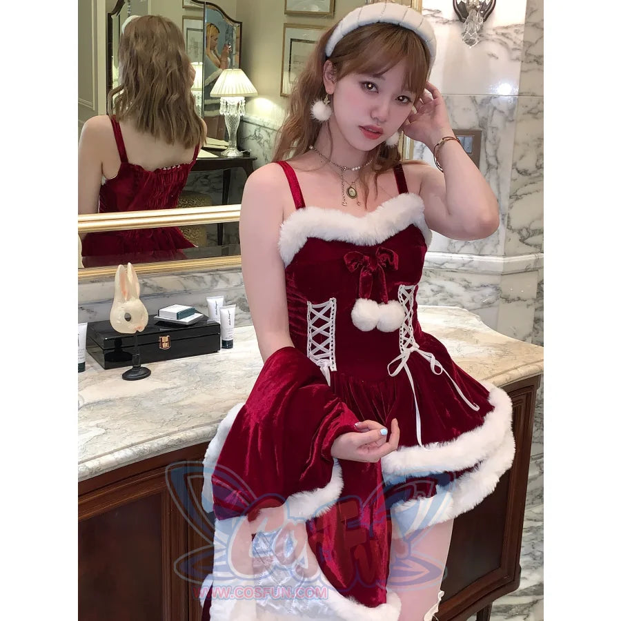 Red Meta Christmas Style Sweet And Cute Poncho Dress S23006 / S