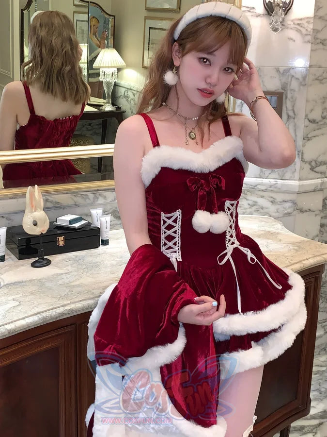 Red Meta Christmas Style Sweet And Cute Poncho Dress S23006 Cape / S