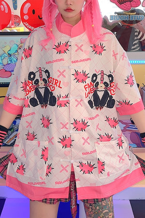 Kawaii Panda Chinese Style Button Shirt
