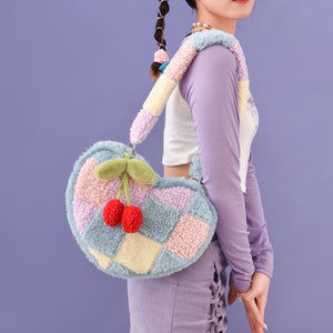 Women's Plush Love Shoulder Hairy Bag Heart-shaped Bag Gift