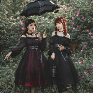 Original Genuine Lolita Dress Irregular Long Sleeves Summer Dress