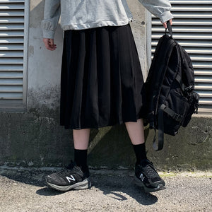 Autumn Japanese Style Soft Girl Black Pleated Skirt