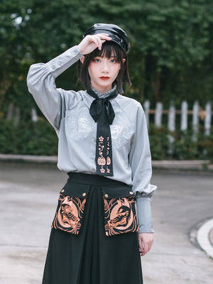 Japanese Style Vintage Embroidery Shirt