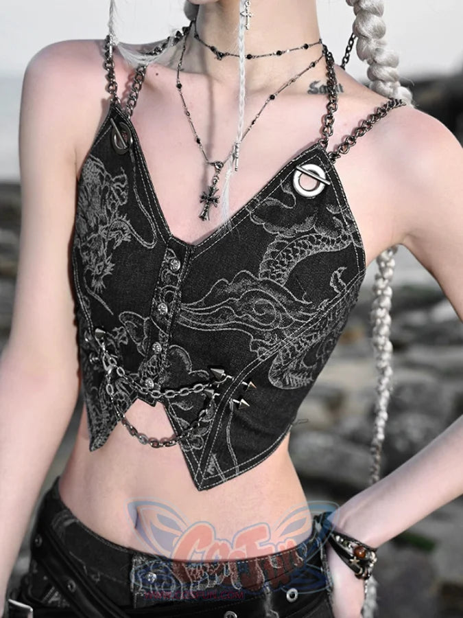 Punk Denim Cropped Top