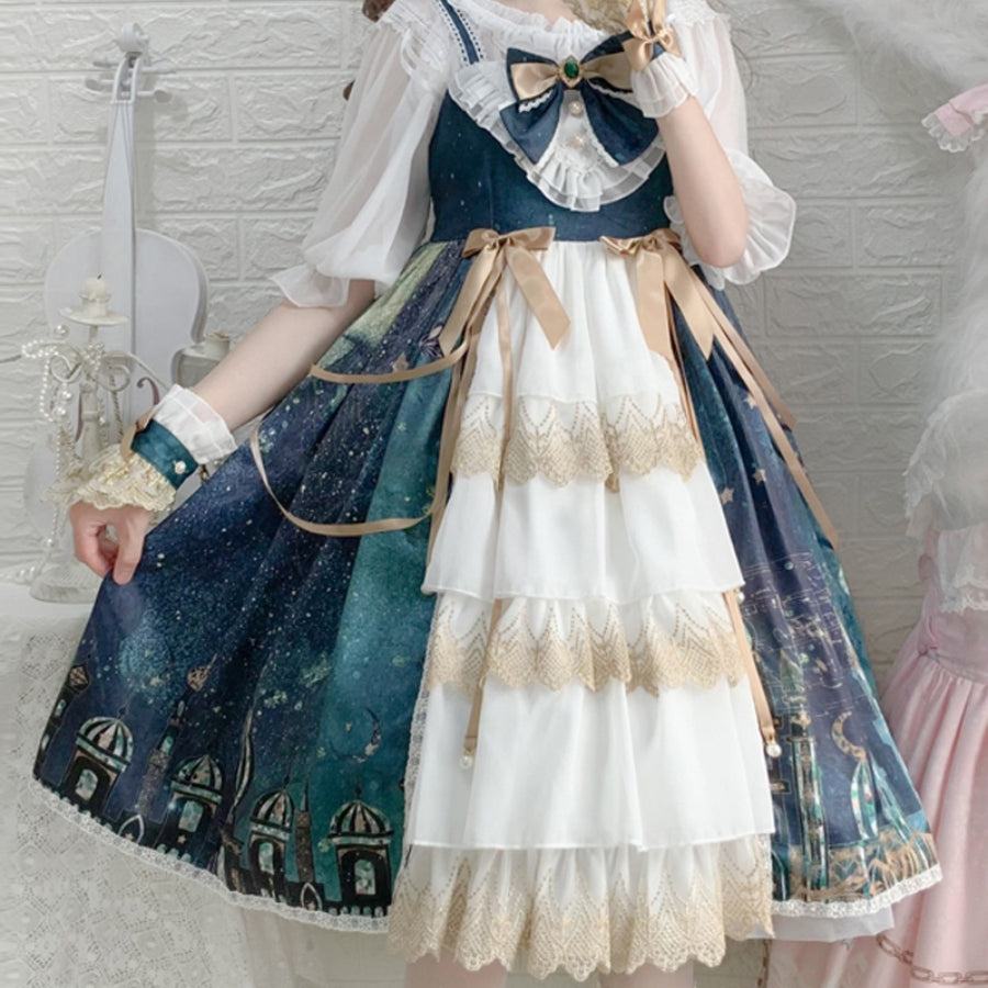 Royal Vintage and Elegant Lolita Long Jumper Skirt