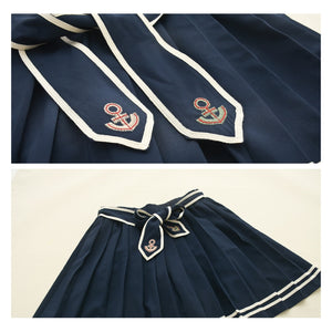 Anchor Embroidery Navy Skirt J20001