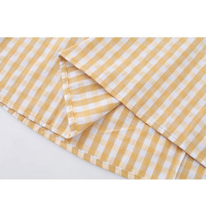Artistic Sweet Plaid Frill Collar Buttoned Drawstring Shirt Dress J40082