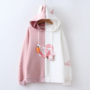 Assorted Colors Rabbit Carrot Hoodie Soft Casual Color Blocking Sweatshirt J30004