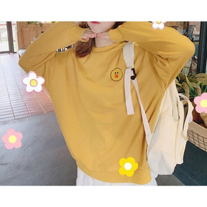 Bear Rabbit Duck Cartoon Embroidery Loose Sweatershirt J30008 Yellow / M Sweatshirt