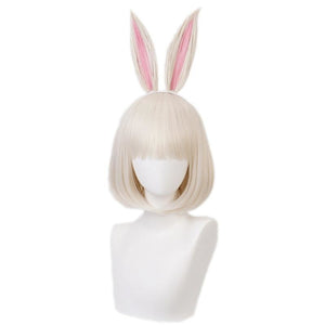 Beastars Haru Cosplay Wigs White Rabbit Bob Hair C00141 Wig And Ear